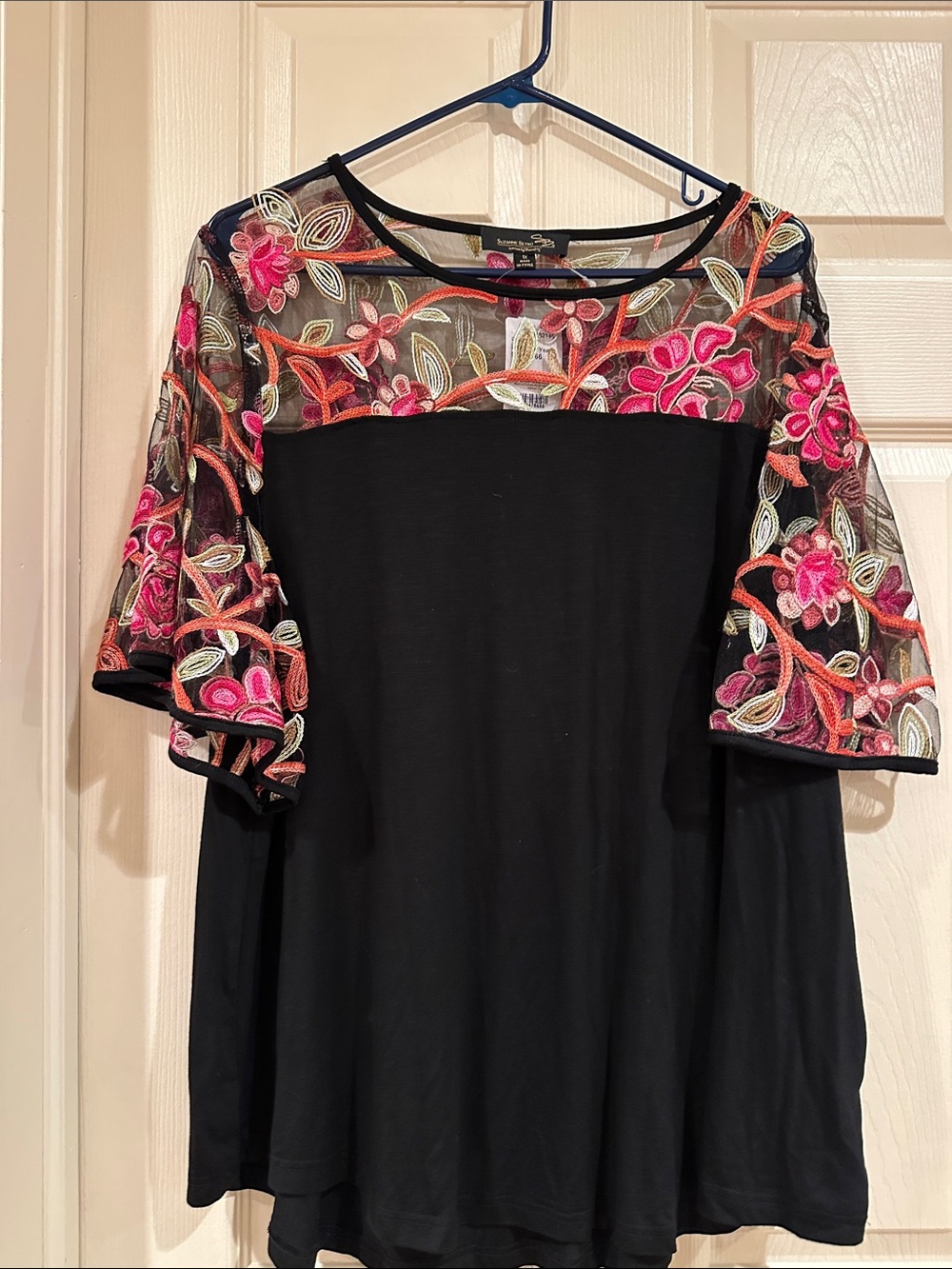 Embroidered Floral Mesh Women's Top